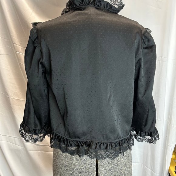 Vintage Givenchy Intimate Black Polka Dot Bed Jacket Size Medium - Picture 7 of 13
